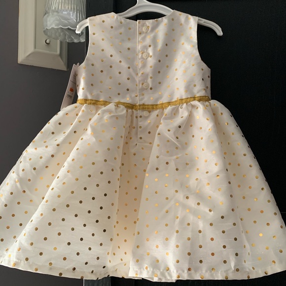 🐦Gold & Cream Polka Dot Special Occasion Dress 9M - Picture 2 of 7